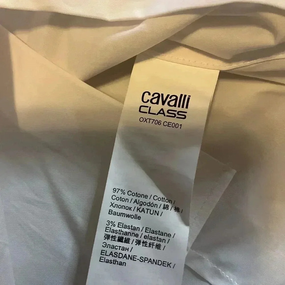 NWT Cavalli Class White Mens Long Sleeve Button Down Dress Shirt Size 16 - Picture 5 of 9